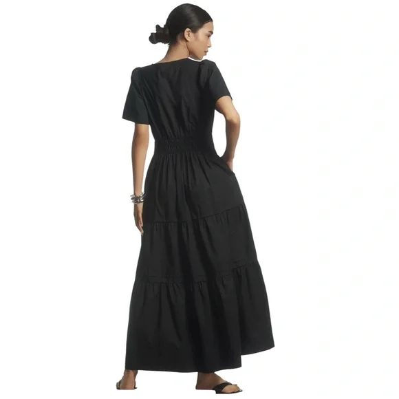 ANTHROPOLOGIE BLACK SOMERSET SHORT SLEEVE MAXI DRESS - Picture 8 of 13